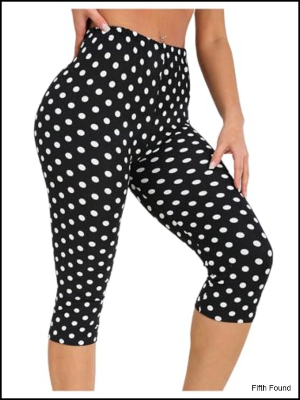 Women's Polka Dots Capri Leggings High Waist Skinny Cropped Pants